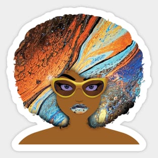 Galaxy Girl Blue Afro Sticker